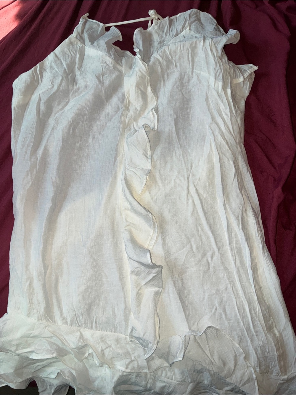White Ruffled Cotton Chemise dress